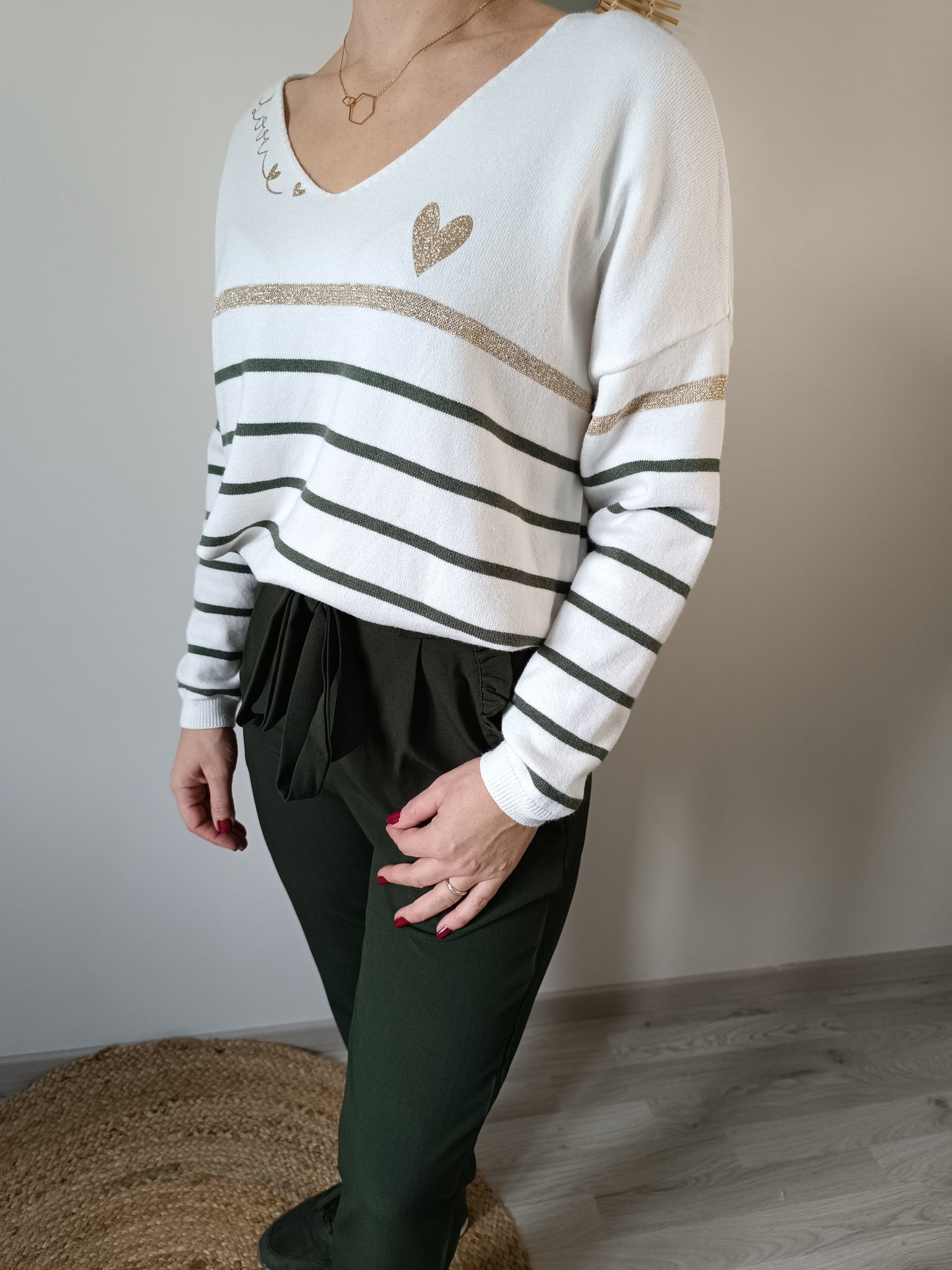 Pull Marinière vert