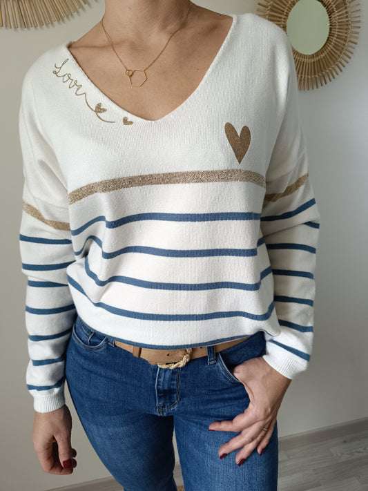 Pull Marinière bleu