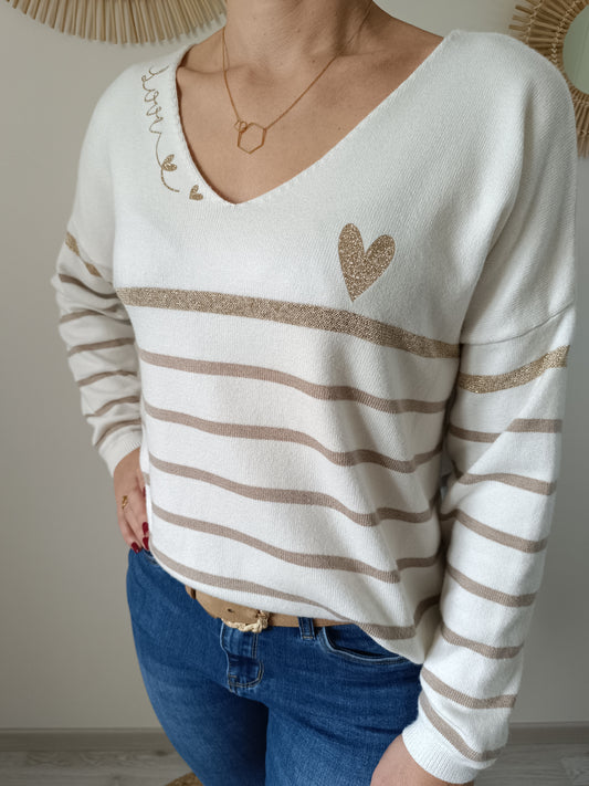 Pull Marinière brun