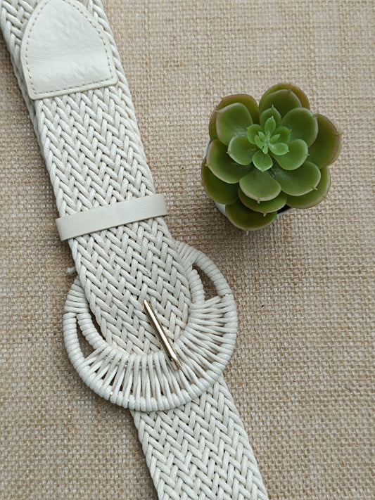 Ceinture tressée beige